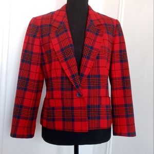 SOLD Vintage Pendleton 100% Wool Red Plaid Blazer Jacket 8P EUC